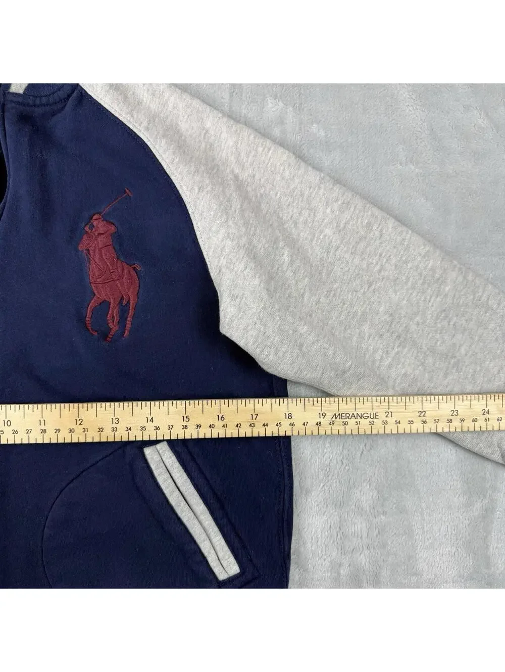 Polo Ralph Lauren Zip Jacket Big Pony Spellout Varsity Kids Size M (10-12) Flaw
